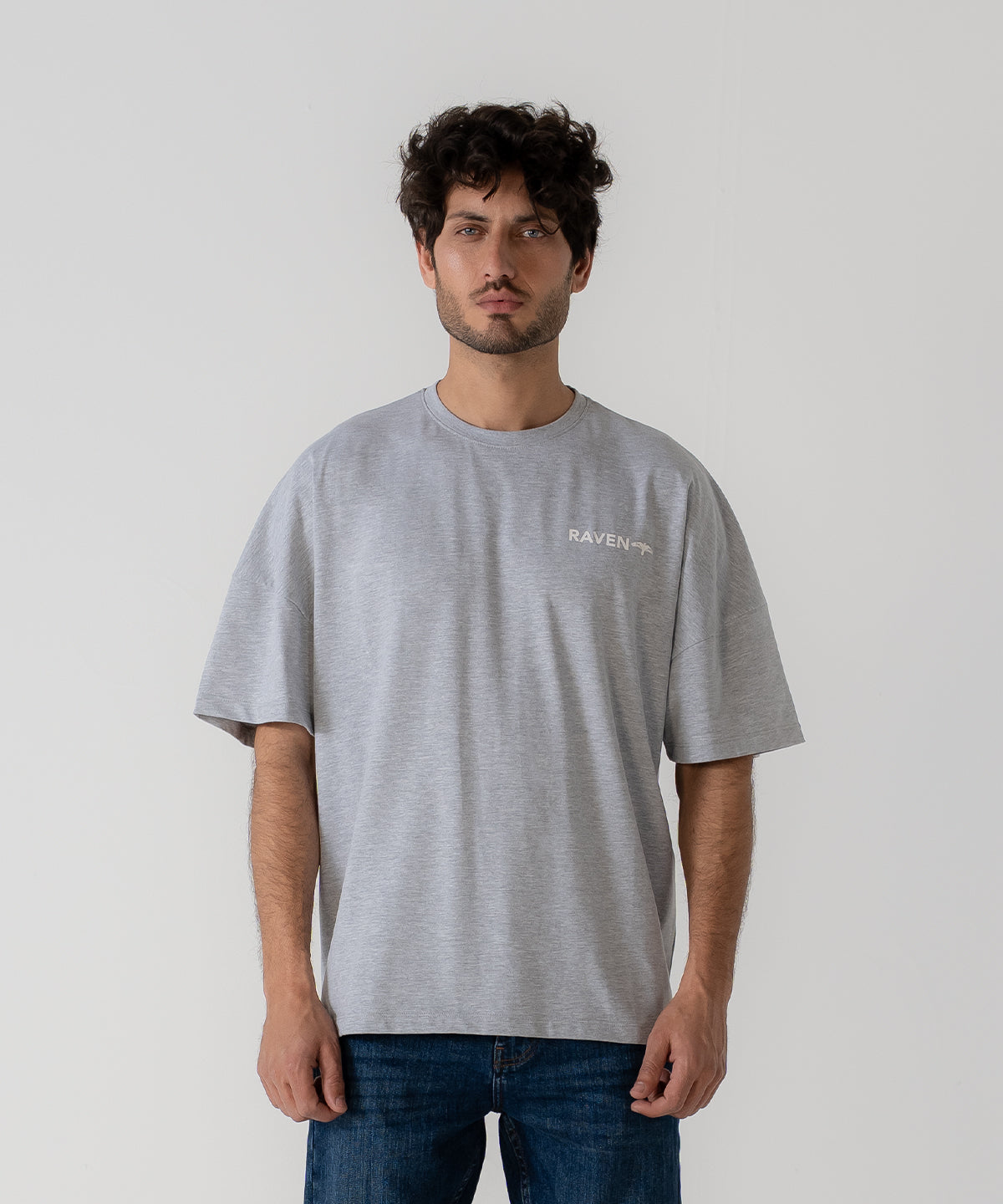Camiseta extragrande con estampado de cuervo para hombre